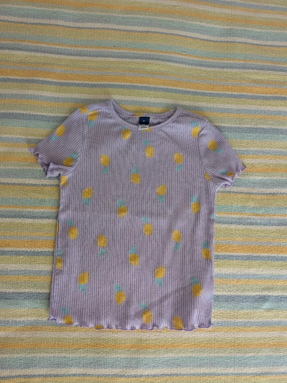 🛍️ BUNDLE ONLY • Old Navy purple lemon print ribbed short sleeve shirt size 5T